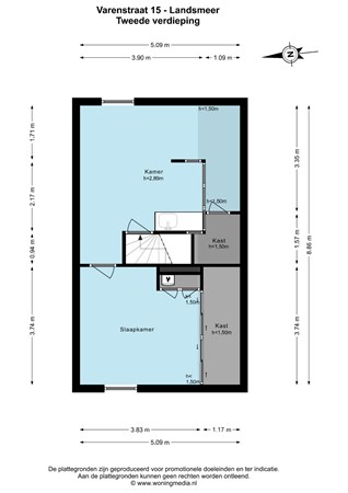 Plattegrond - Varenstraat 15, 1121 BD Landsmeer - Varenstraat 15 - Landsmeer - Tweede verdieping - 2D.jpg